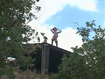 Redheaded babe enjoys cocks and threesome sex outdoors