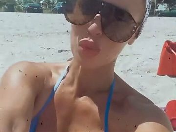 Dana Brooke AKA Ashley Mae Sebera in blue bikini, selfie